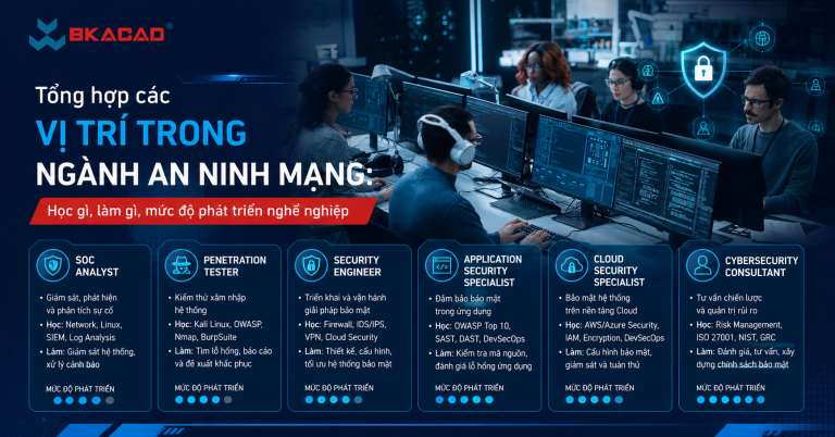 Tổng hợp các vị trí trong ngành An ninh mạng: Học gì, làm gì, mức độ phát triển nghề nghiệp